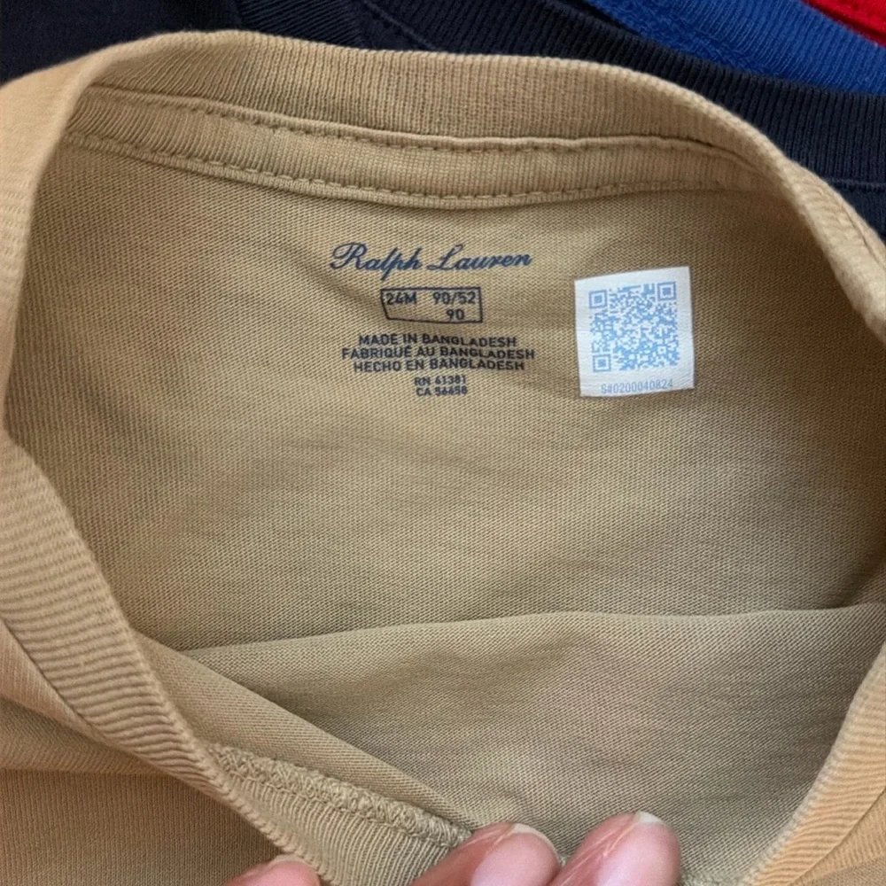 Polo Ralph Lauren Baby Boy Tan Cotton Jersey Crewneck Tee | 24 Months